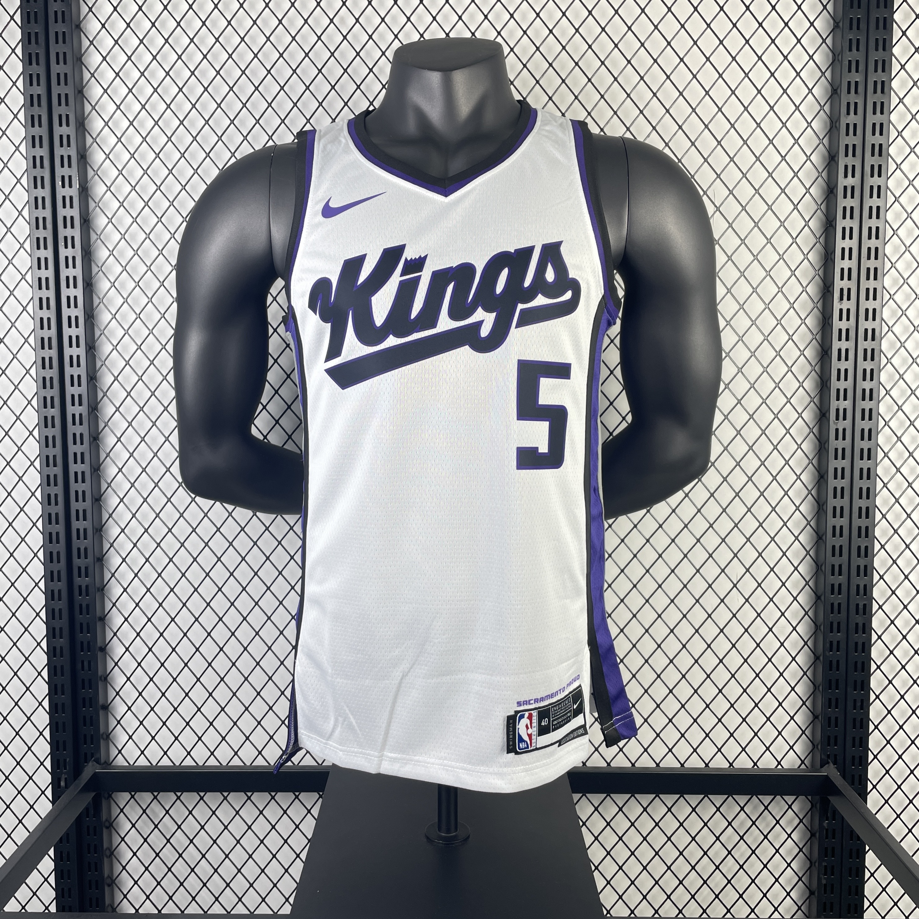 Men Sacramento Kings #5 Fox white NBA 2023 24 Season Jerseys